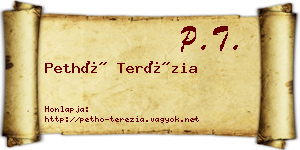 Pethő Terézia névjegykártya